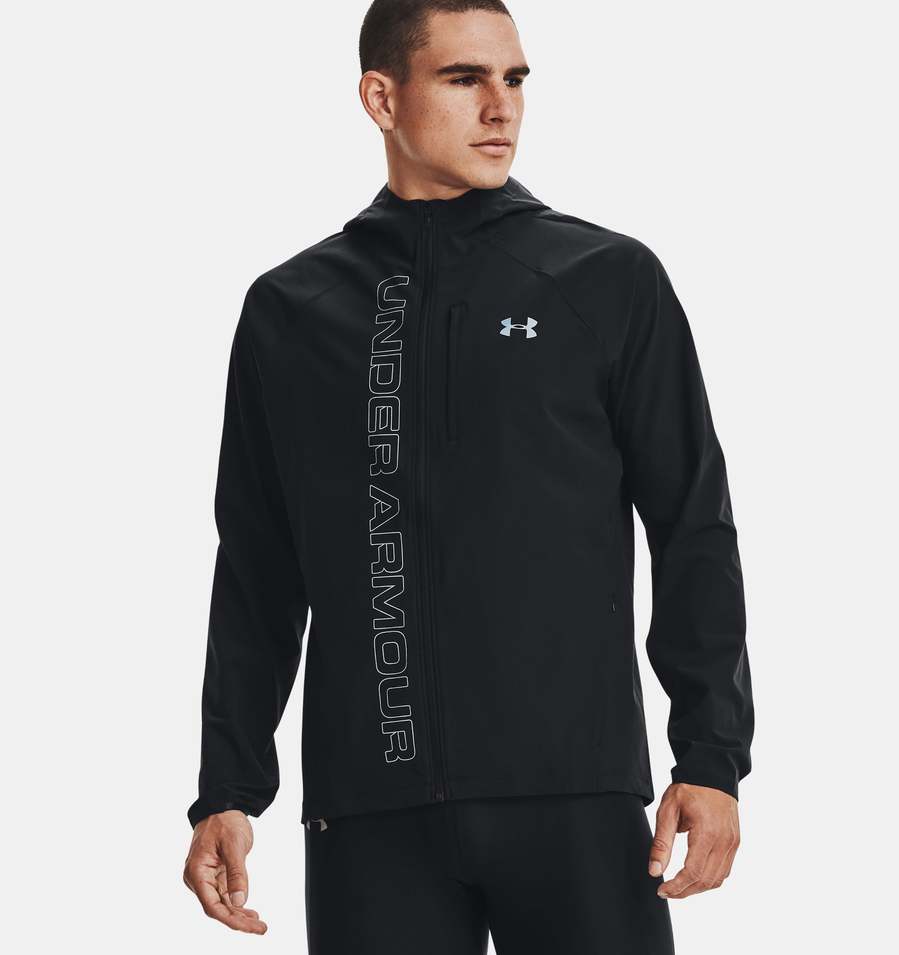 Black XXL Under Armour Qualifier Outrun The Storm Mens Running Jacket 